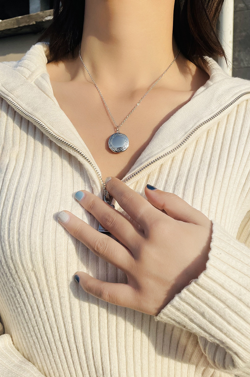 9g Weight Titanium Steel Copper 18K Gold Plated White Gold Plated Plating Round Locket Necklace