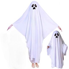 スマイリーフェイス黒目ハロウィンcos服ホラー幽霊マント大人子供コスプレ服マント