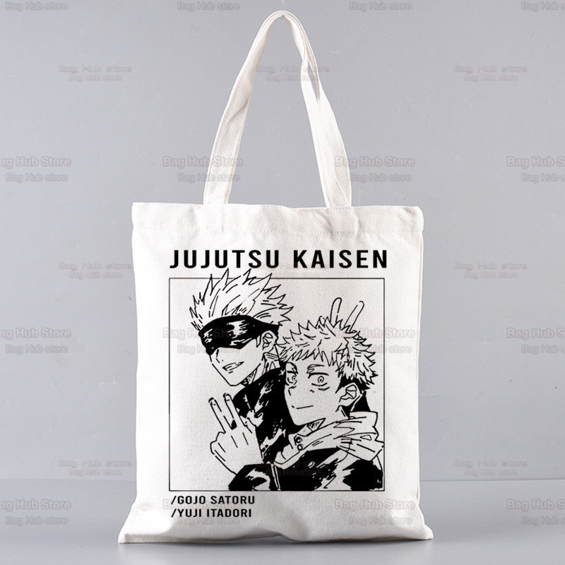 Jujutsu Kaisen Gojo Goku impresa bolsa de lona Harajuku bolso de hombro bolso de moda estudiante bolsa de compras