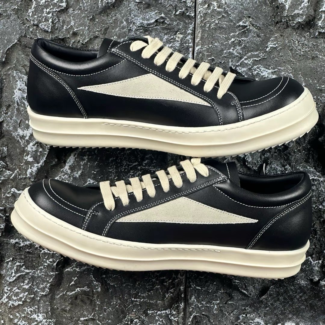 广州鼎配RO头层牛皮男鞋低帮鞋男厚底休闲板鞋拼色透气舒适平底