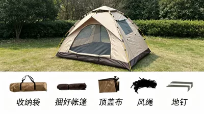 Hiking Gear, Avtomobil dam çadırları - two-doors-and-two-windows-quicksand-gold-3-4-people-tent