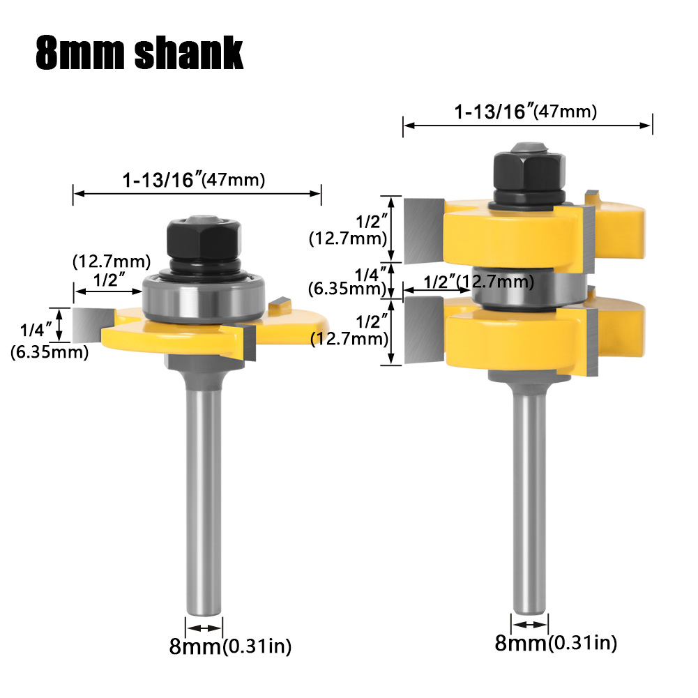 Cuchillo de espiga tipo T de 3 dientes Cuchillo de espiga de dientes cuadrados Cuchillo de piso Cuchillo de tablero Cuchillo de fresa para carpintería Cuchillo de grabado Cuchillo de máquina de grabado