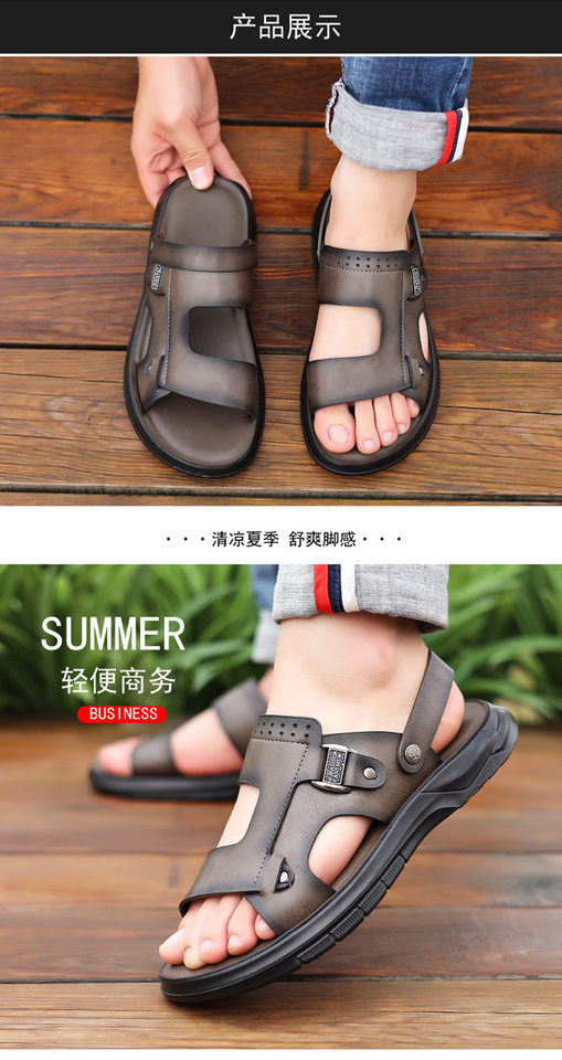 Dép sandal nam đế dày gót thấp 1–3 cm, mũi tròn hở ngón, thoáng khí, đi biển và đi chơi hằng ngày — Màu kaki, Màu nâu, màu xám chi tiết 18