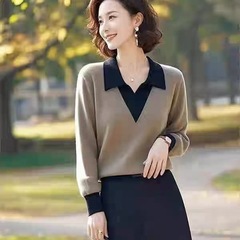 今年流行的假两件针织毛衣女装2025秋季新款感超漂亮别致上衣