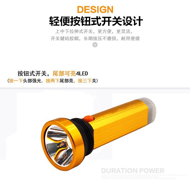 Wholesale LED high-brightness flashlight, rechargeable, multi-purpose, long-range, portable, ultra-bright, small mini tail light for home use and camping