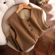 意大利工艺！含桑蚕丝羊毛毛呢马甲女2025冬季新款时尚气质外套女