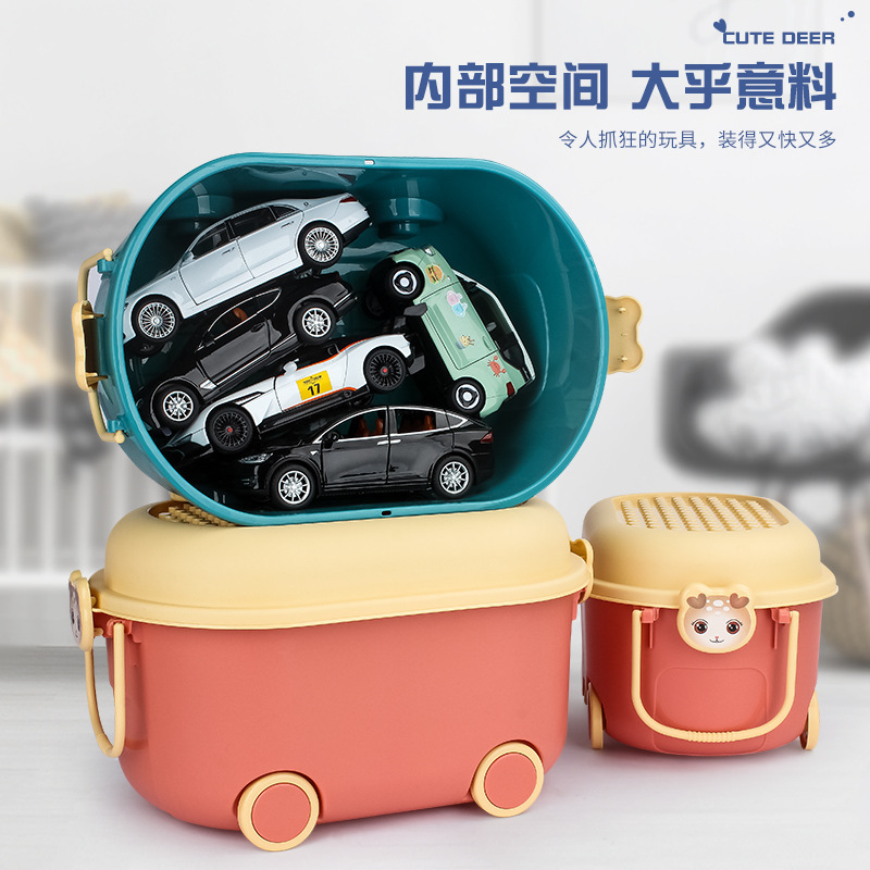 Cubo de almacenamiento de juguetes para niños caja de almacenamiento doméstica lindo ciervo gran partícula bloques de construcción caja de almacenamiento