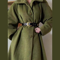 三所vintage復古鱷魚紋配飾裝飾百搭ins風大金扣女士腰帶女皮帶女