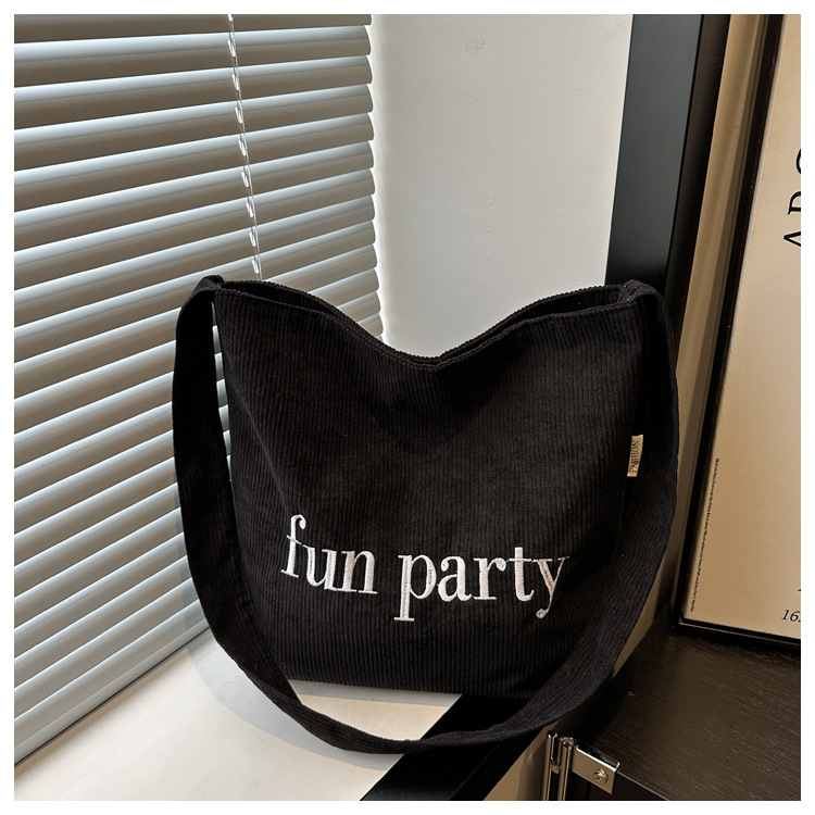 Simple hand-held corduroy large-capacity daily casual work single-shoulder bag, niche tote bag, fashionable canvas bag undefined