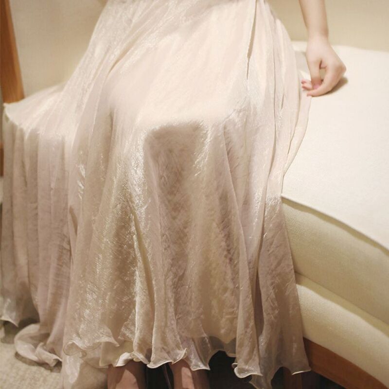 2026 Ultra-Large Flowing Fairy-Like Skirt, Slimming Chiffon with Sparkling Metallic Threads, Dance Skirt, Versatile 2026 Ultra-Large Flowing Fairy-Like Skirt, Slimming Chiffon with Sparkling Metallic Threads, Dance Skirt, Versatile