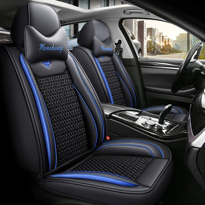 Seat cushion, seat cover — seat cover four seasons universal linen - black-blue-comfort-leather-plus-ice-silk