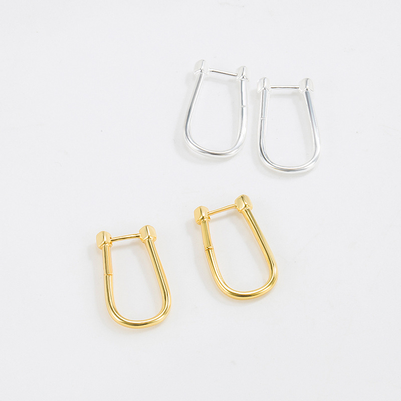 15g Weight 925 Sterling Silver Ear Needle Material 18K Gold Plated, Silver Plated Plating Material Earrings, Ear Studs, Ear hook Classification 1 Pair Quantity 1 Pair 18K Gold Plated Silver Plated 925 Sterling Silver U Shape Earrings Ear Studs Ear Hook