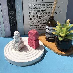 Cement Tea Tray Ornaments Grinding Tool Aromatherapy Coaster Mold Desktop Cement Tray Silicone Mold Round Stripesd Chassis
