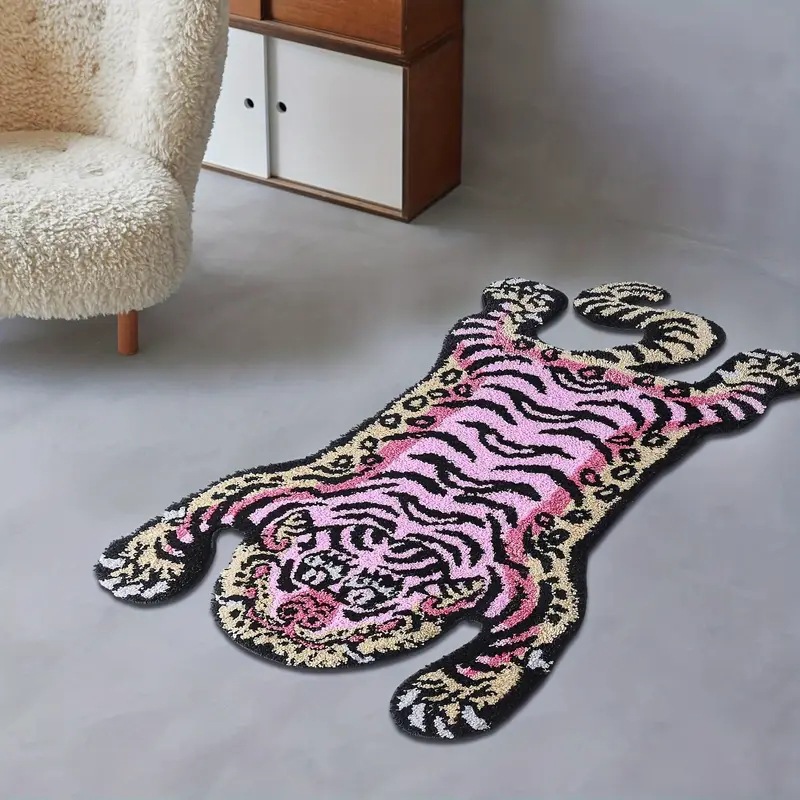 Cross-Border Amazon Special-Shaped Tiger Imitation Cashmere Imitation Cashmere Floor Mat Living Room Decoration Cooling Foot Mat Bedroom Bedside Blanket