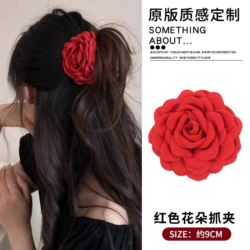 Rosas rascar flores de tiburón brocas de boca flores grandes brocas de cabello de cabeza de mujer rascar flores de tiburón brocas de cabello tocado