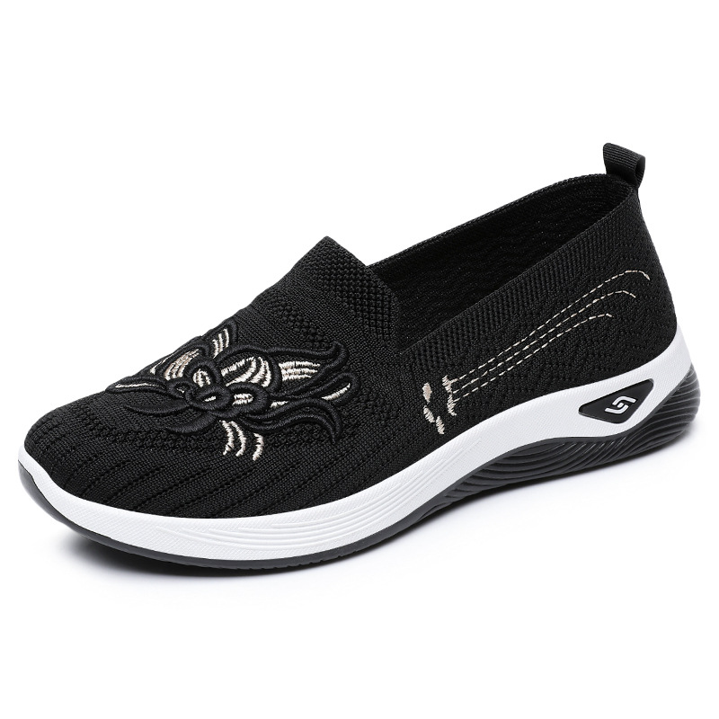 Zapatos mujer verano nuevo estilo zapatos de madre transpirables viejos zapatos de tela de Beijing zapatos de malla de un pie suela suave zapatos casuales cómodos