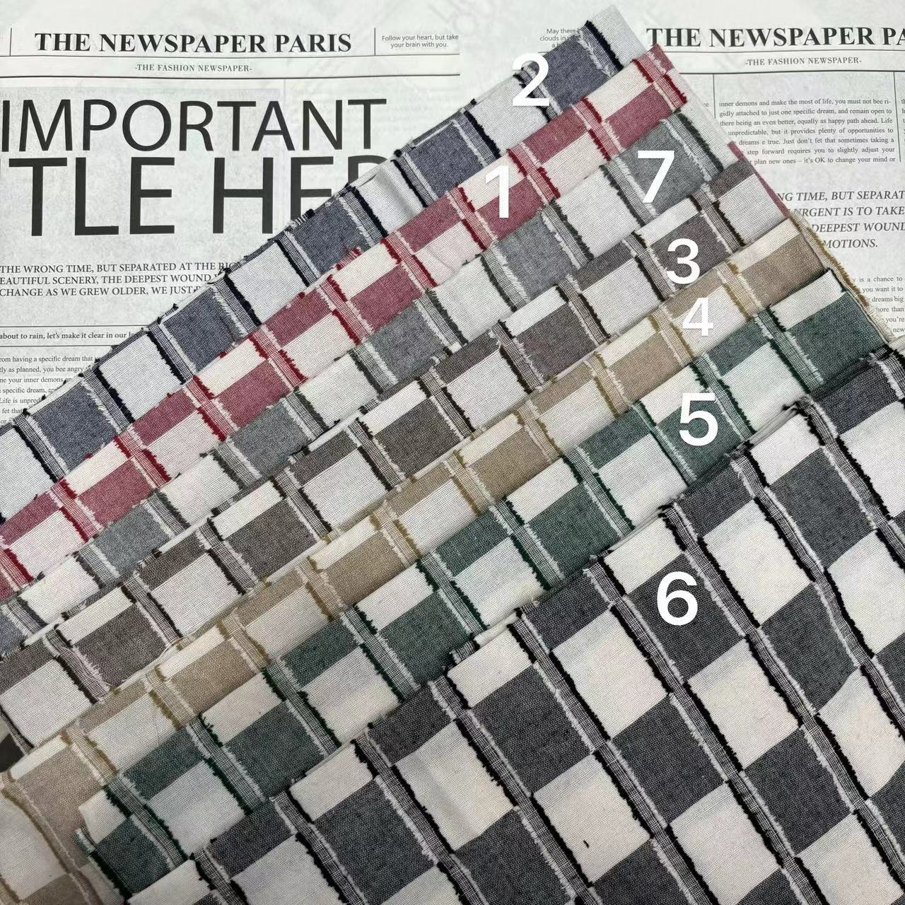 秋冬华夫格剪花提花方块格子男装女装外套衬衫童装面料裤料娃娃衣