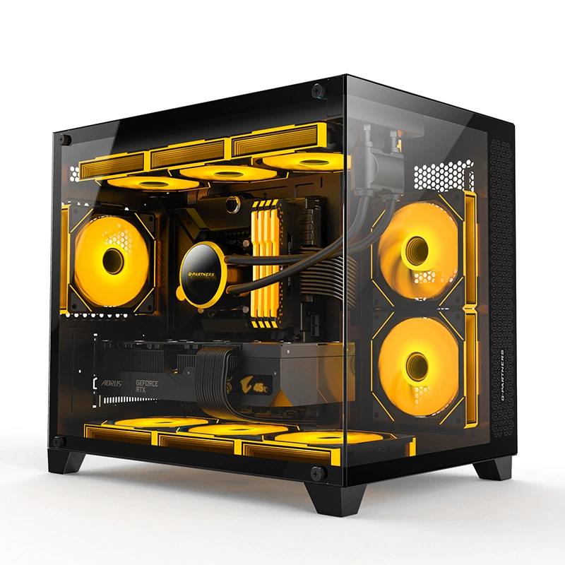 Корпус для ПК EVESKY S920, поддержка M-ATX/ATX, двойное закалённое стекло, 240/360 мм водяное охлаждение