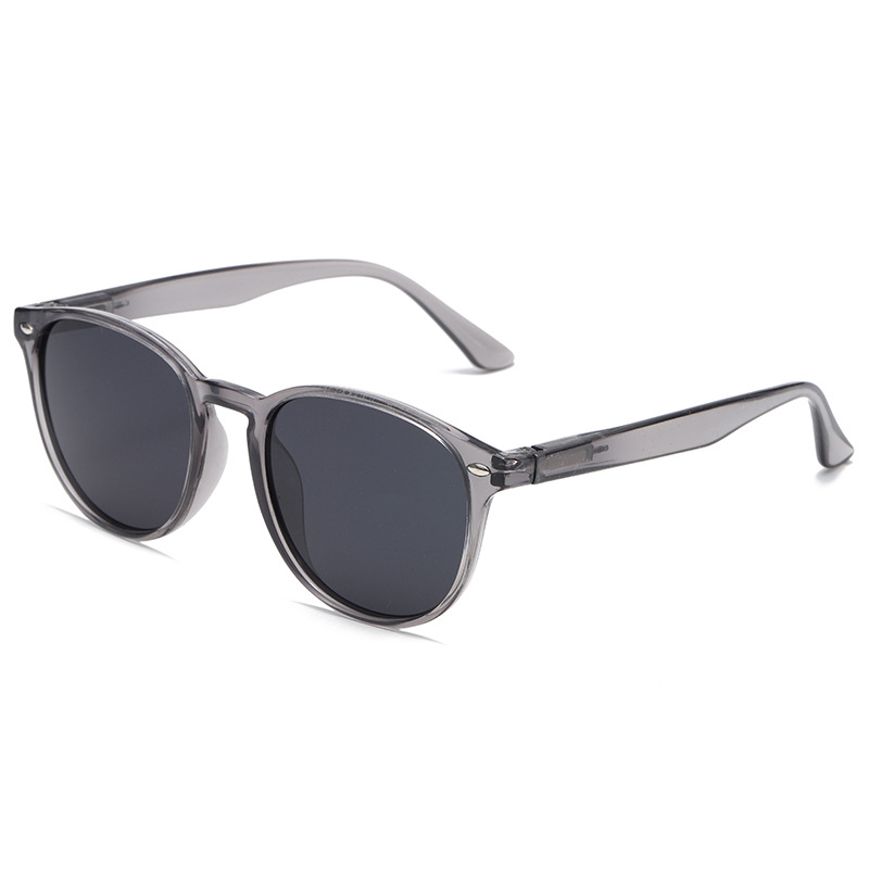 Retro Rivet-Embellished Sunglasses For Men - Glossy Black Gray Film Lens_voghion.com