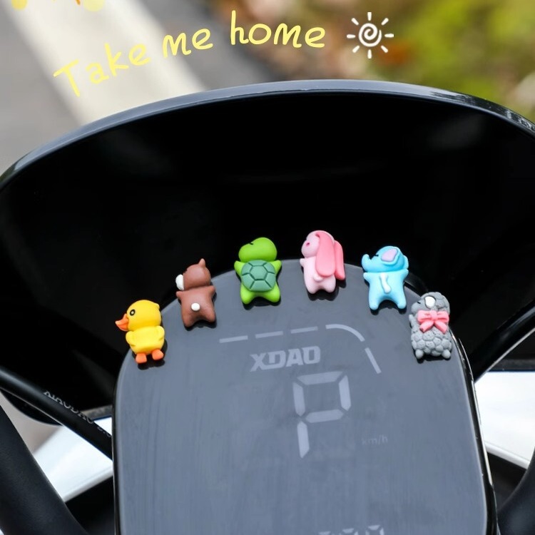 Battery Electric Car Motorcycle Car Ornaments Motorcycle Decorations Small Accessories Pendant Yellow Duck Doll Cute Doll
