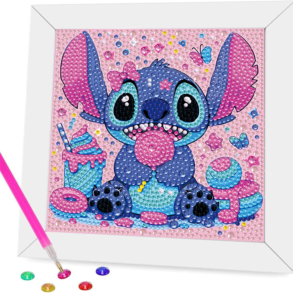 Pintura de diamantes enmarcada hecha a mano, superventas transfronteriza, de dibujos animados infantiles de la princesa Elsa, linda pintura de pegatinas de diamantes DIY