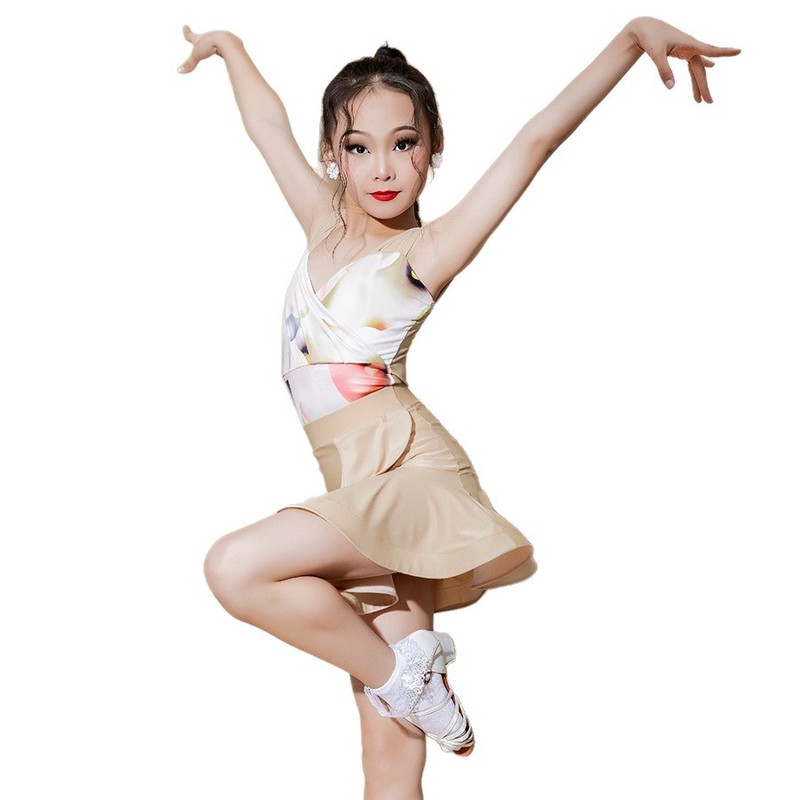 尚裁艺春夏季新款拉丁舞女童2025练功服儿童表演服分体演出服舞裙|undefined