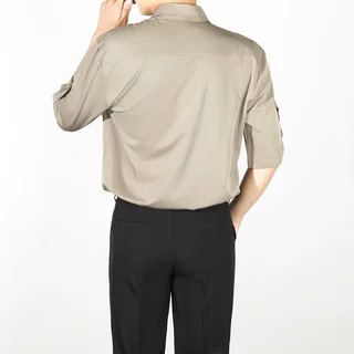 夏季薄款半袖衬衫日系男士冰丝短袖衬衣韩版时尚潮流垂感痞帅上衣