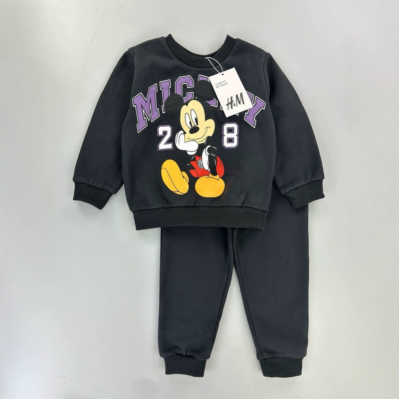2024 Cross-Border Wholesale Children's Clothing Animation Children's Daisy Thin Velvet Sweatshirt Set 2024 Autumn and Winter Girls Two-Piece Set