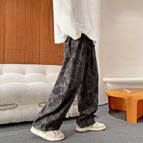 Japanese retro corduroy pants men's summer fashion brand loose straight wide-leg pants heavy vibe casual long pants