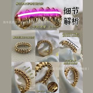 高品质精工版本子弹头戒指CNC精雕工艺v镀18K玫瑰金铆钉男女款