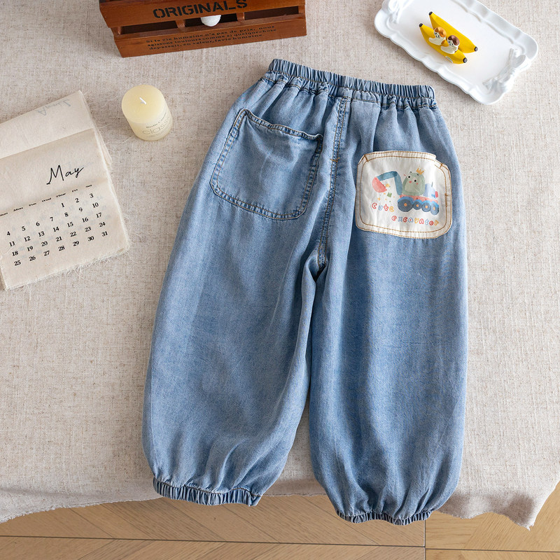 Children's Tencel Soft Jeans 2026 New Style Boys' Pants Summer Lightweight Baby Summer Pants Girls' Anti-Mosquito Pants