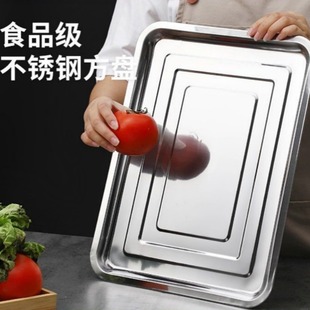 Stainless steel tray square plate deepening plate commercial household catering barbecue plate iron plate wholesale stall 2 yuan shop