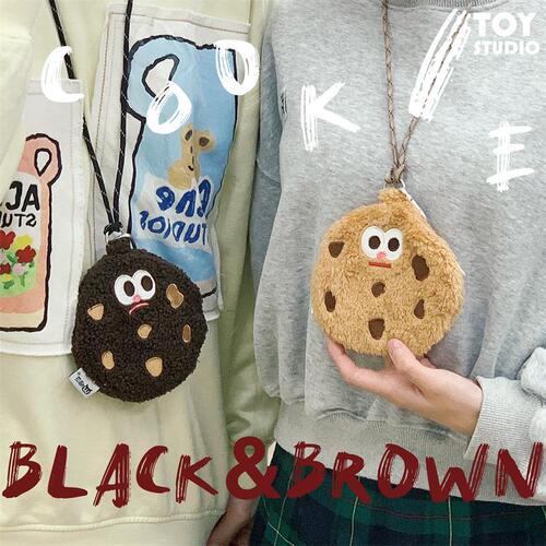 Cookie biscuit coin purse halter bag Korean cartoon funny creative couple card bag headphone bag cute key bag