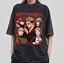 M 82414 Printed Retro Washed Anime Tshirt �͹ń���T�� ��