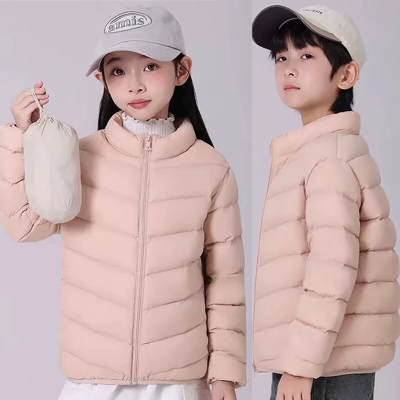 Outdoor Softshell Jacket with Lightweight Inner Lining, Children's down Jacket, Fashionable Puffer Jacket for Boys and Girls, Portable Warm Coat