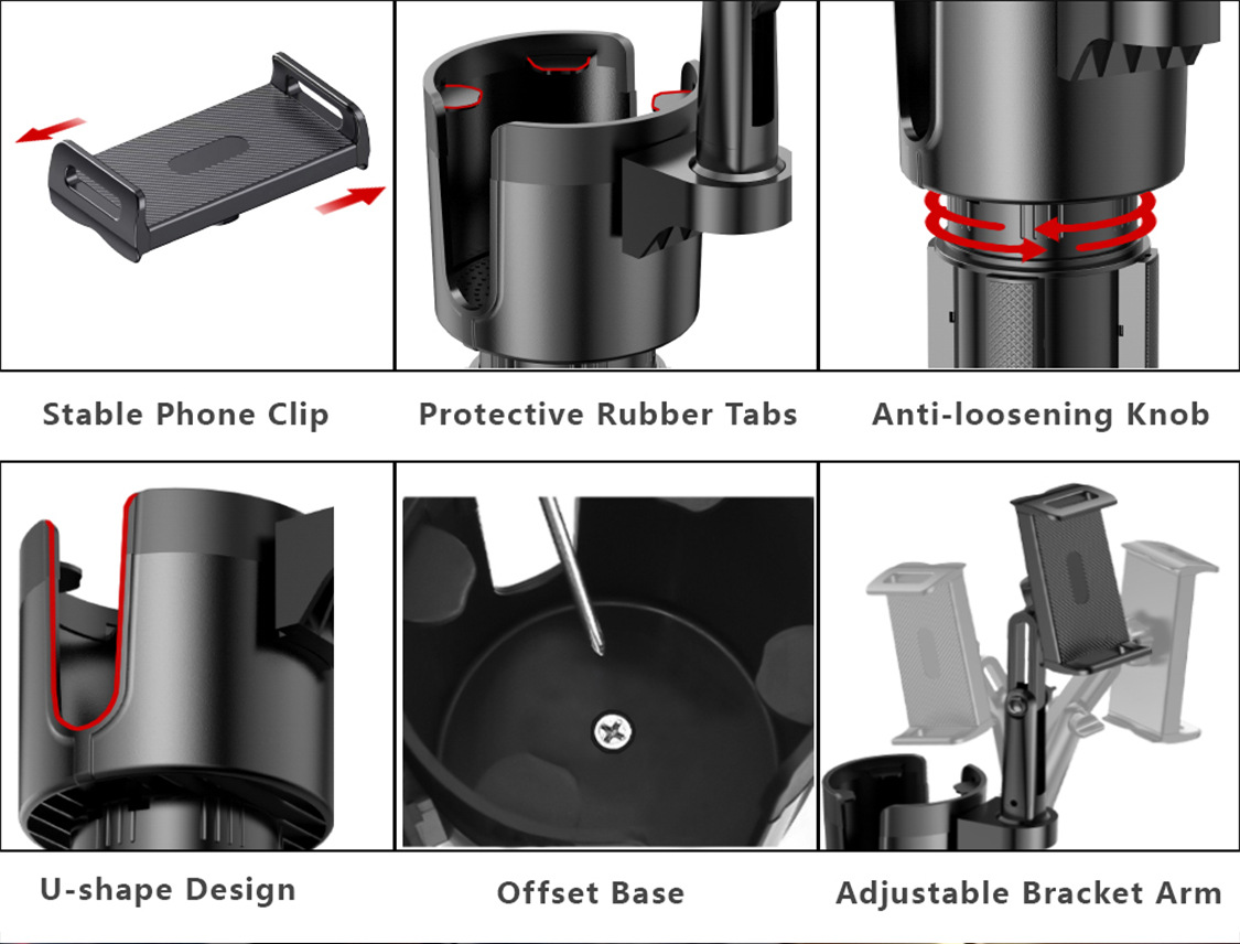 Car mobile phone water cup holder multi-functional water cup holder car mobile phone air outlet holder two-in-one beverage holder