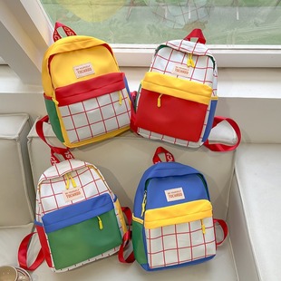 New Kindergarten Schoolbag Fashion Simple Boys and Girls Spliced Color Backpack Large Capacity Handbag Casual Backpack