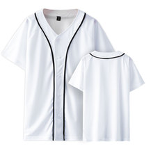 夏季纯色空白款短袖上衣韩版潮牌V领宽松薄款棒球服女装 源头批发