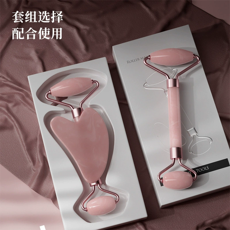 Double-sided Jade Facial Roller & Gua Sha Set, Crystal Massage Tool, Multi-color