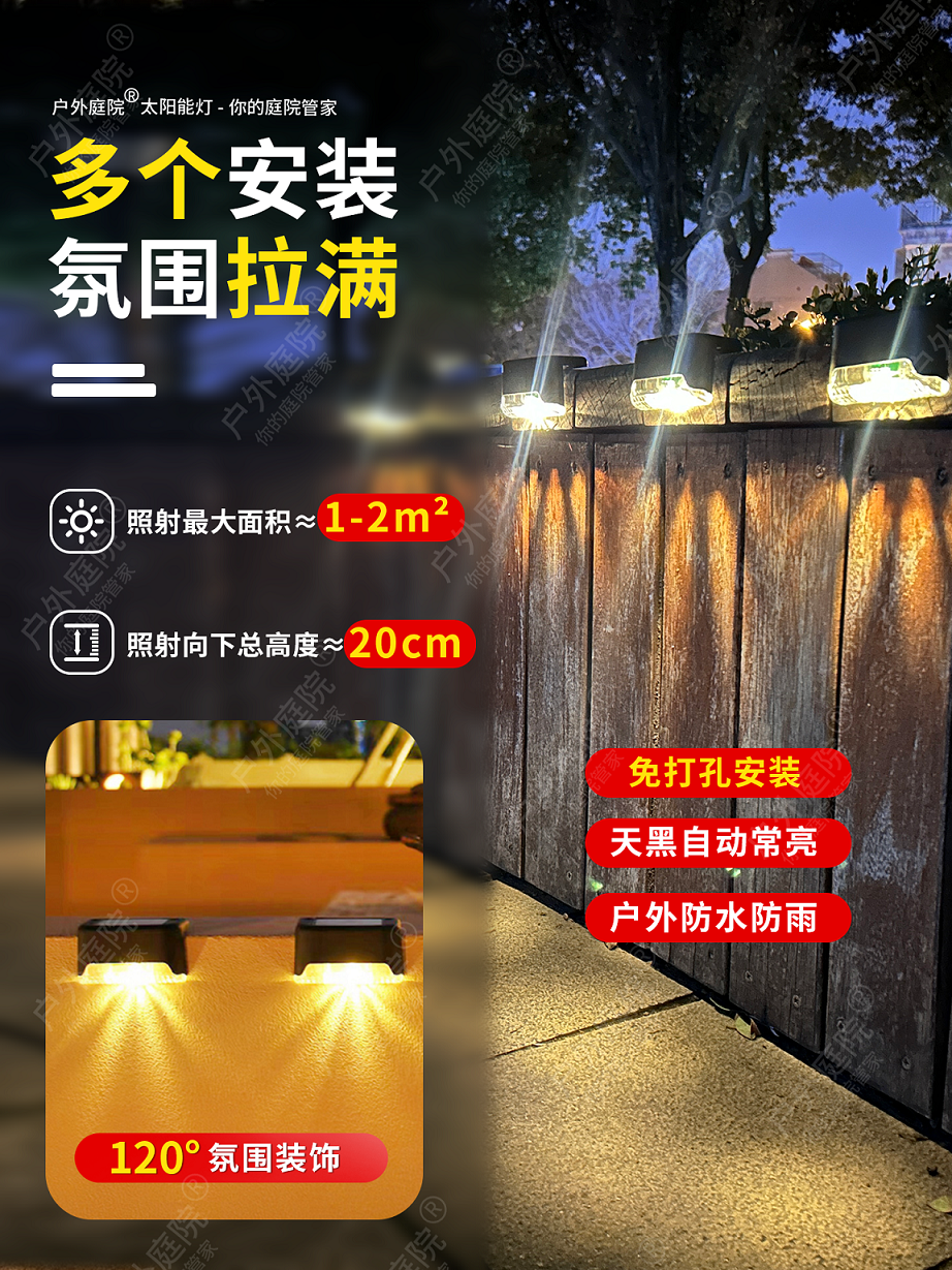 2025 New Solar Outdoor Lights, Home Garden Lights, New Atmosphere Night Lights, Balcony Garden Step Street Lights