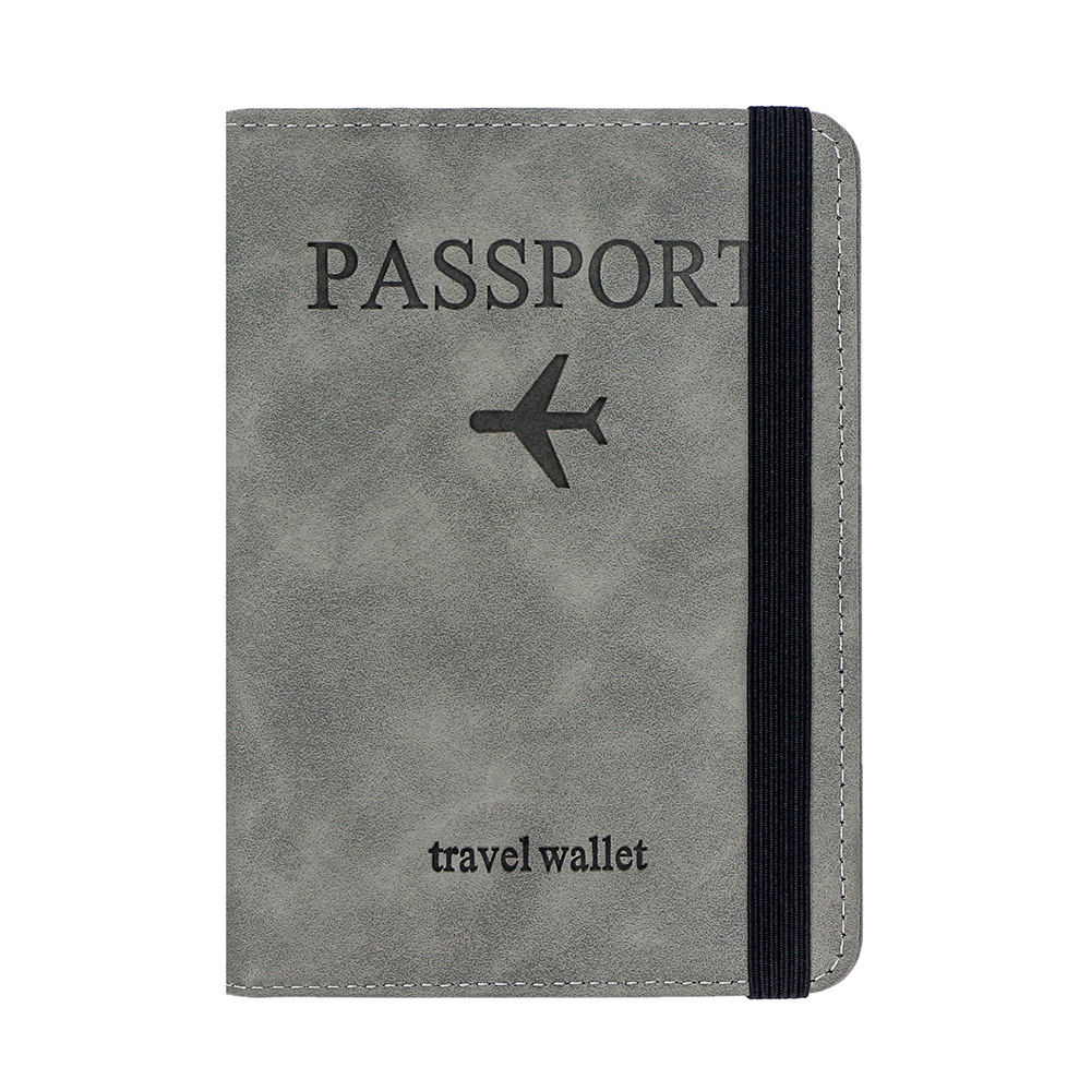 Venta en stock PU correa de cuero bolsas de pasaporte RFID bolsas de pasaporte bolsas de tarjetas de viaje bolsas de boletos de avión bolsas de tarjetas SIM