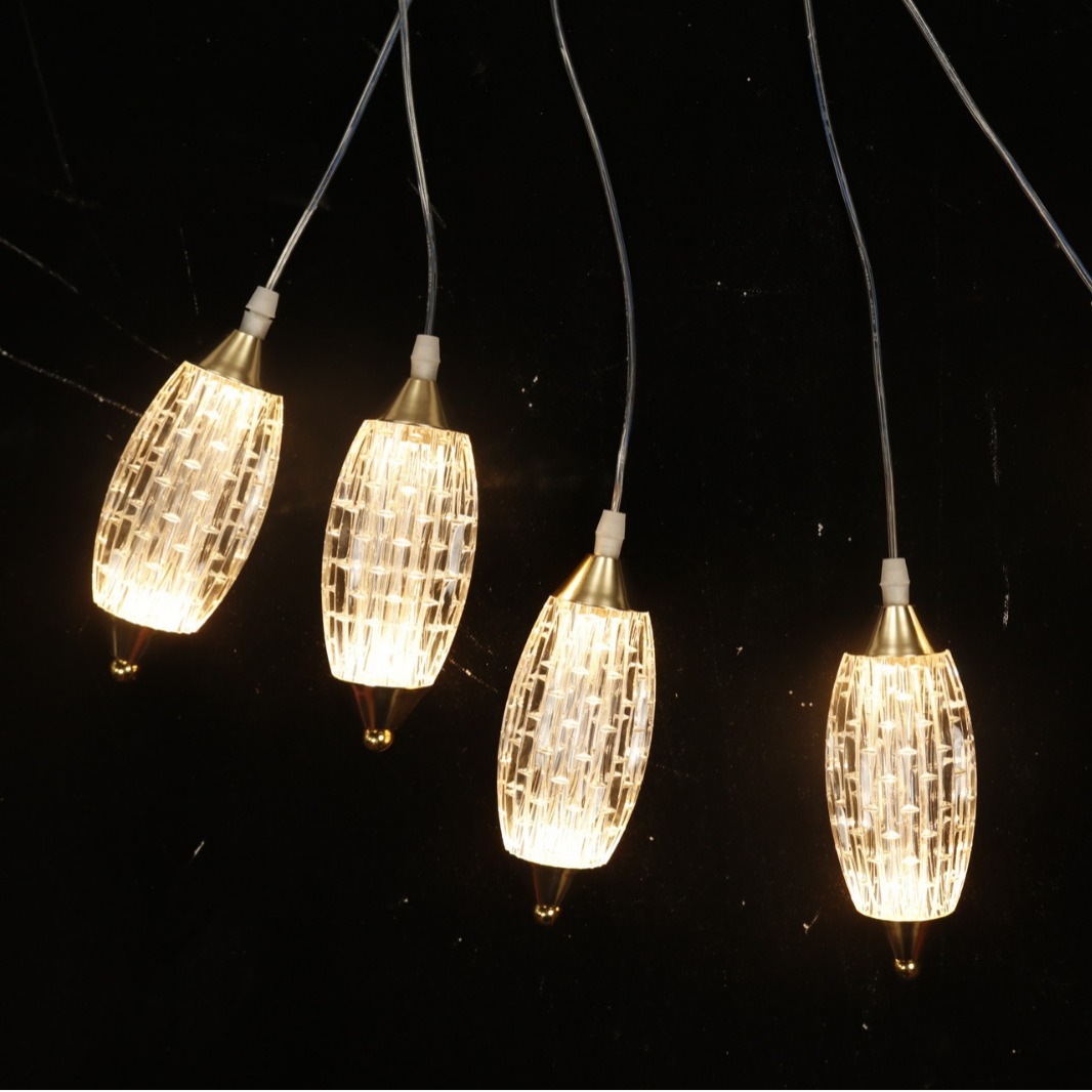 lámpara de comedor de cinco cabezas lámpara de comedor elíptica simple casa de lujo lámpara de mesa de cristal lámpara de comedor lámpara led luz cálida