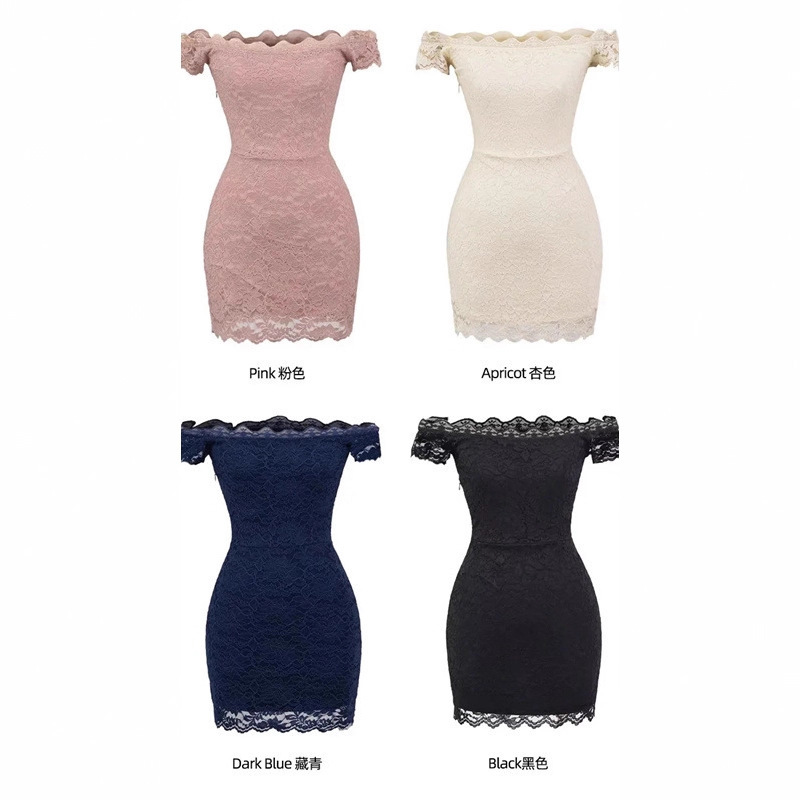 One-Shoulder Hot Girl Lace Hip-Hugging Dress Summer Niche Retro Off-Shoulder Waist Slimming Tube Top Short Skirt