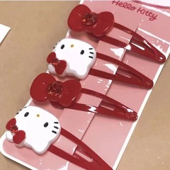 Retro Red Cat Hair Clip Cute Girly Heart Side-Swept Bangs Hair Pin Korean Style Soft Girl Versatile Hair Clip