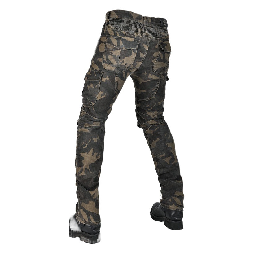 VOLERO camuflaje motocicleta jeans motocicleta pantalones de montar multi-bolsa ropa de trabajo carreras anti-caída pantalones alargados equipo de protección