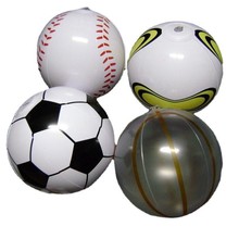 批发PVC充气沙滩足球彩色儿童气球TPU吹气水上海滩球游戏玩具球