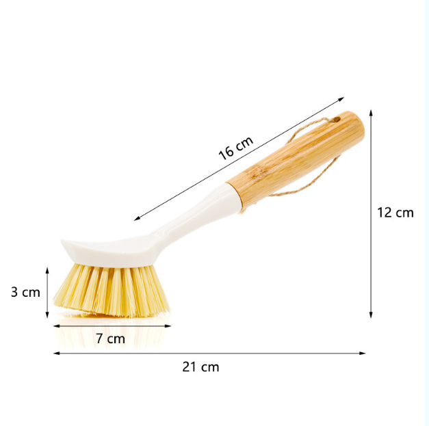 Bamboo handle long handle pot brush washing pot cleaning brush household multifunctional kitchen brush pot decontamination brush multi-color one piece