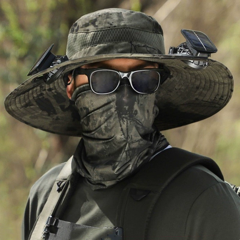 Горячий товар внешней торговли, солнечная шляпа, перезаряжаемый двойной вентилятор, мужская шляпа для рыбалки, рыбацкая шляпа, уличная солнцезащитная шляпа, солнцезащитная шляпа