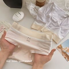 60S cotton smiley underwear 5A antibacterial cotton crotch markless underwear for women bottom crotch naked mid waist breathable simple