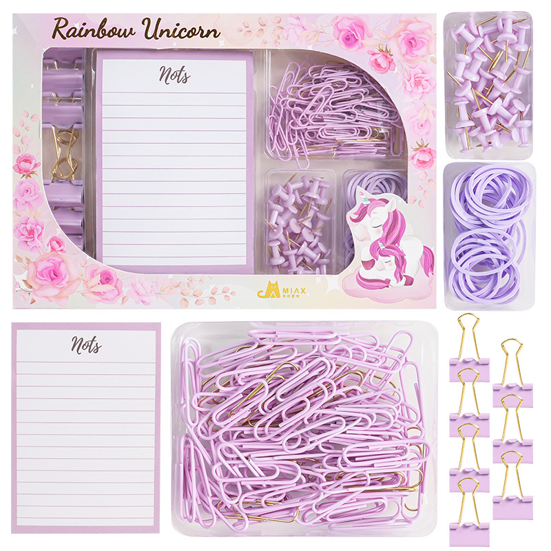 Macaron Themed Student Office Set Macaron Notebook Three Pin One Screw Set Educational Supplies_voghion.com